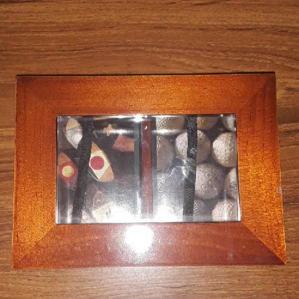 Wooden Box with Decorative Stones